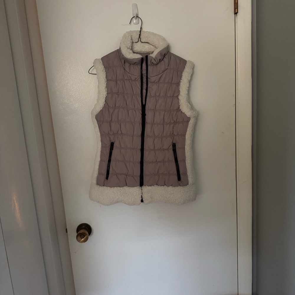 Calvin Klein Lavender Vest with Cream Sherpa Trim